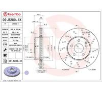 2x Disco de freno perforado/ventil. int. 09.B280.4X BREMBO para MERCEDES-BENZ