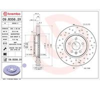 2x Disco de freno perforado/ventil. int. 09.B356.2X BREMBO