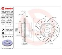 2x Disco de freno perforado/ventil. int. 09.B436.51 BREMBO para MERCEDES-BENZ