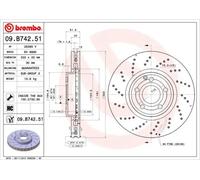 2x Disco de freno perforado/ventil. int. 09.B742.51 BREMBO para MERCEDES-BENZ