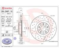 2x Disco de freno perforado/ventil. int. 09.C497.1X BREMBO