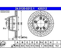 2x Disco de freno perforado/ventil. int. 24.0120-0212.1 ATE para PORSCHE BOXSTER