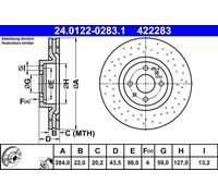 2x ATE 24.0122-0283.1 Disco de Freno Delantero para Fiat 500/595 500C / 595C
