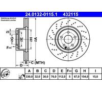 Disco de freno ATE 24.0132-0115.1 delantero, ventilado , altamente carbonizado, 1 Pieza