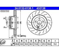 2x Disco de freno perforado/ventil. int. 24.0132-0138.1 ATE para MERCEDES-BENZ