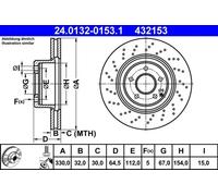 2x Disco de freno perforado/ventil. int. 24.0132-0153.1 ATE para MERCEDES-BENZ