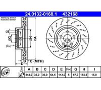 Disco de freno ATE 24.0132-0168.1 delantero, ventilado , altamente carbonizado, 1 Pieza