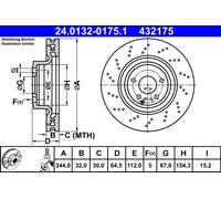 2x Disco de freno perforado/ventil. int. 24.0132-0175.1 ATE para MERCEDES-BENZ