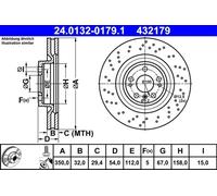 Disco de freno ATE 24.0132-0179.1 delantero, ventilado , altamente carbonizado, 1 Pieza