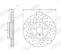2x Disco de freno perforado/ventil. int. 563666JC-1 JURID para MINI MINI