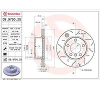2x Disco de freno ranurado 09.9750.2S BREMBO