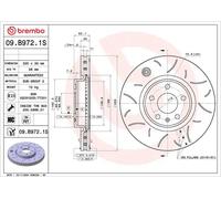 2x Disco de freno ranurado 09.B972.1S BREMBO