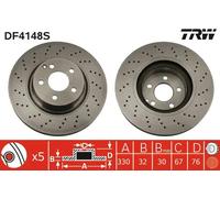 2x Disco de freno ranurado/perforado DF4148S TRW para MERCEDES-BENZ CLASE S