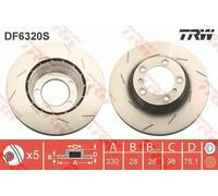 2x Disco de freno ranurado/perforado DF6320S TRW para PORSCHE PANAMERA