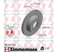 2x Disco de freno ventilación externa 100.1227.20 ZIMMERMANN para AUDI V8 A6 C4