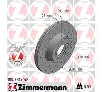 2x Disco de freno ventilación externa 100.3317.52 ZIMMERMANN para AUDI A6 C6