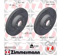 2x Disco de freno ventilación externa 100.3317.53 ZIMMERMANN para AUDI A6 C6