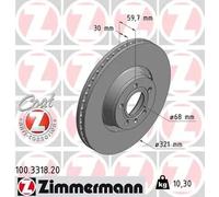 2x Disco de freno ventilación externa 100.3318.20 ZIMMERMANN para AUDI A6 C6