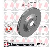 2x Disco de freno ventilación externa 100.3319.20 ZIMMERMANN para AUDI A6 C6