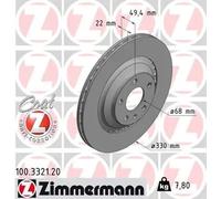 2x Disco de freno ventilación externa 100.3321.20 ZIMMERMANN para AUDI A6 C6
