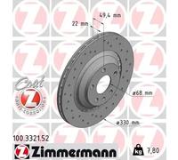 2x Disco de freno ventilación externa 100.3321.52 ZIMMERMANN para AUDI A6 C6