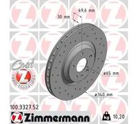 2x Disco de freno ventilación externa 100.3327.52 ZIMMERMANN para AUDI TT