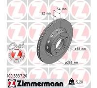 2x Disco de freno ventilación externa 100.3337.20 ZIMMERMANN para AUDI VW