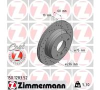 2x Disco de freno ventilación externa 150.1283.52 ZIMMERMANN para BMW 3 Touring