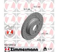 2x Disco de freno ventilación externa 150.1289.52 ZIMMERMANN para BMW 3 3 Coupé