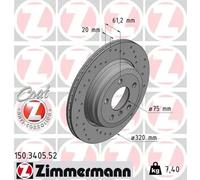 2x Disco de freno ventilación externa 150.3405.52 ZIMMERMANN para BMW 5 6