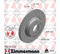 2x Disco de freno ventilación externa 150.3411.52 ZIMMERMANN para BMW 7