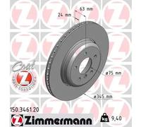 2x Disco de freno ventilación externa 150.3461.20 ZIMMERMANN para BMW 5 6