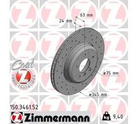 2x Disco de freno ventilación externa 150.3461.52 ZIMMERMANN para BMW 5 6