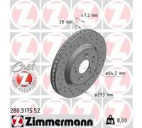 2x Disco de freno ventilación externa 280.3175.52 ZIMMERMANN para HONDA CR-V III