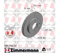 2x Disco de freno ventilación externa 380.2166.20 ZIMMERMANN para SMART