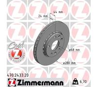 2x Disco de freno ventilación externa 470.2433.20 ZIMMERMANN para RENAULT DACIA