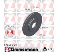 2x ZIMMERMANN Disco de freno Delantero Ø280mm Altura: 44mm Espesor: 24mm Cantidad de Taladros: 7/5 Corona de Agujeros - Ø: 114mm ventilación externa 470.5412.20 Compatible con RENAULT