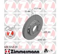 ZIMMERMANN 2X Disco De Freno Trasero Ø256 Mm Para VW Passat Variant 3B6 1.9 TDI