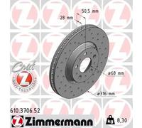 2x Disco de freno ventilación externa 610.3706.52 ZIMMERMANN para VOLVO XC90 I