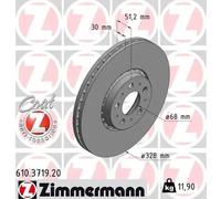 2x Disco de freno ventilación externa 610.3719.20 ZIMMERMANN para VOLVO XC90 I