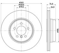 HELLA PAGID 8DD 355 122-251 Disco de freno 54550PRO-HC altamente carbonizado revestido 345mm 24mm ventilación externa por ej. BMW