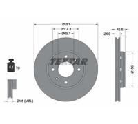 2x Disco de freno ventilación externa 92100403 TEXTAR para MITSUBISHI VOLVO