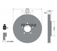 2x Disco de freno ventilación externa 92108200 TEXTAR para CHRYSLER DODGE