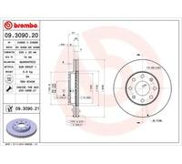 2x Disco de freno ventilación interna 09.3090.21 BREMBO para CHEVROLET DAEWOO