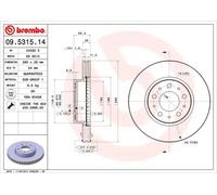 2x Disco de freno ventilación interna 09.5315.14 BREMBO para VOLVO 740 760 940
