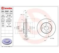 2x Disco de freno ventilación interna 09.5581.34 BREMBO para MAZDA 323 S IV