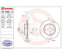 2x Disco de freno ventilación interna 09.5869.14 BREMBO para MAZDA 323 S IV
