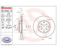 2x Disco de freno ventilación interna 09.6752.10 BREMBO para HONDA PRELUDE IV