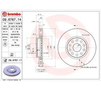 2x Disco de freno ventilación interna 09.6767.11 BREMBO para LANCIA KAPPA