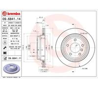 BREMBO Discos de freno para BMW: SÃ©rie 5 & ALFA ROMEO: 147, GT, 156, GTV, Spider & FIAT: Doblo & ALPINA: B10 (Ref: 09.6841.11)